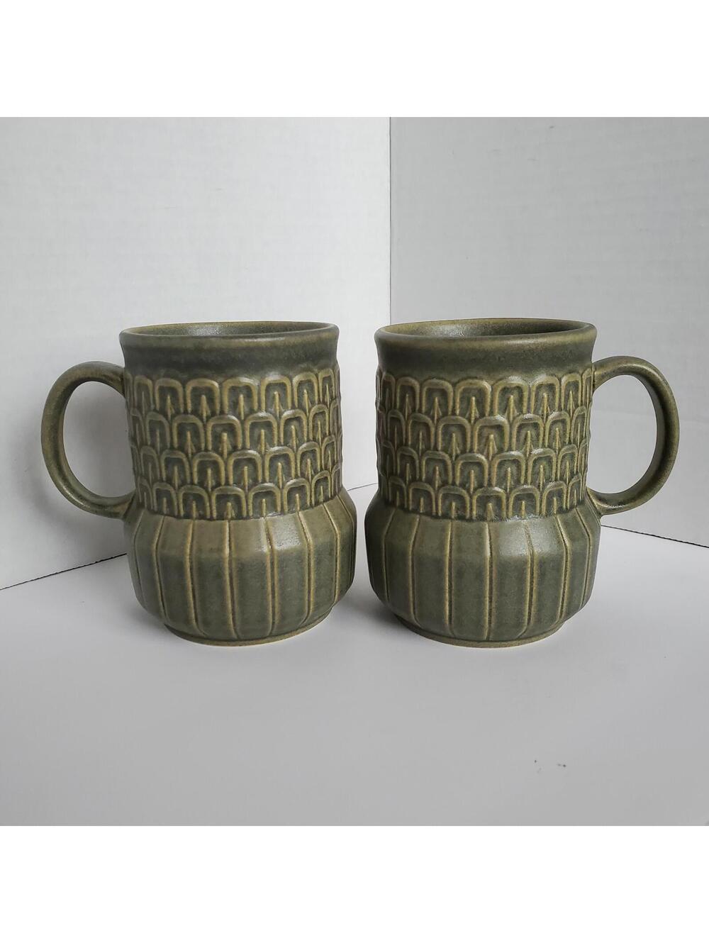 Wedgwood Cambrian Green 2 Mugs Good Condition With Some Fade See ALL Pictures